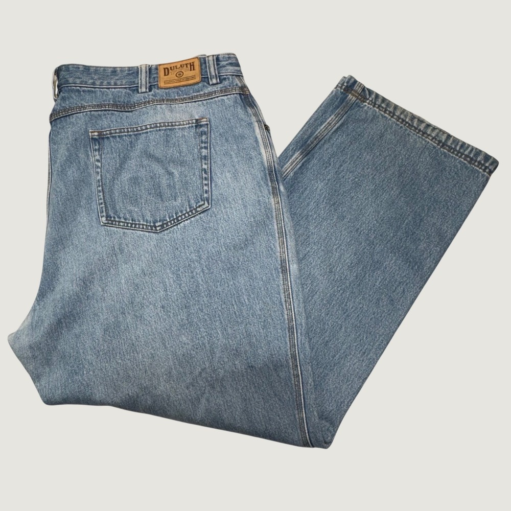 Duluth Trading Co Ballroom Jeans Mens 46x32 Light Wash Relaxed Workwear Utility